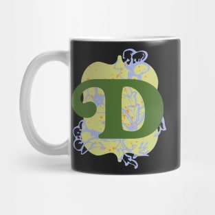 Monogram Letter D with Vintage Flower Graphic Mug